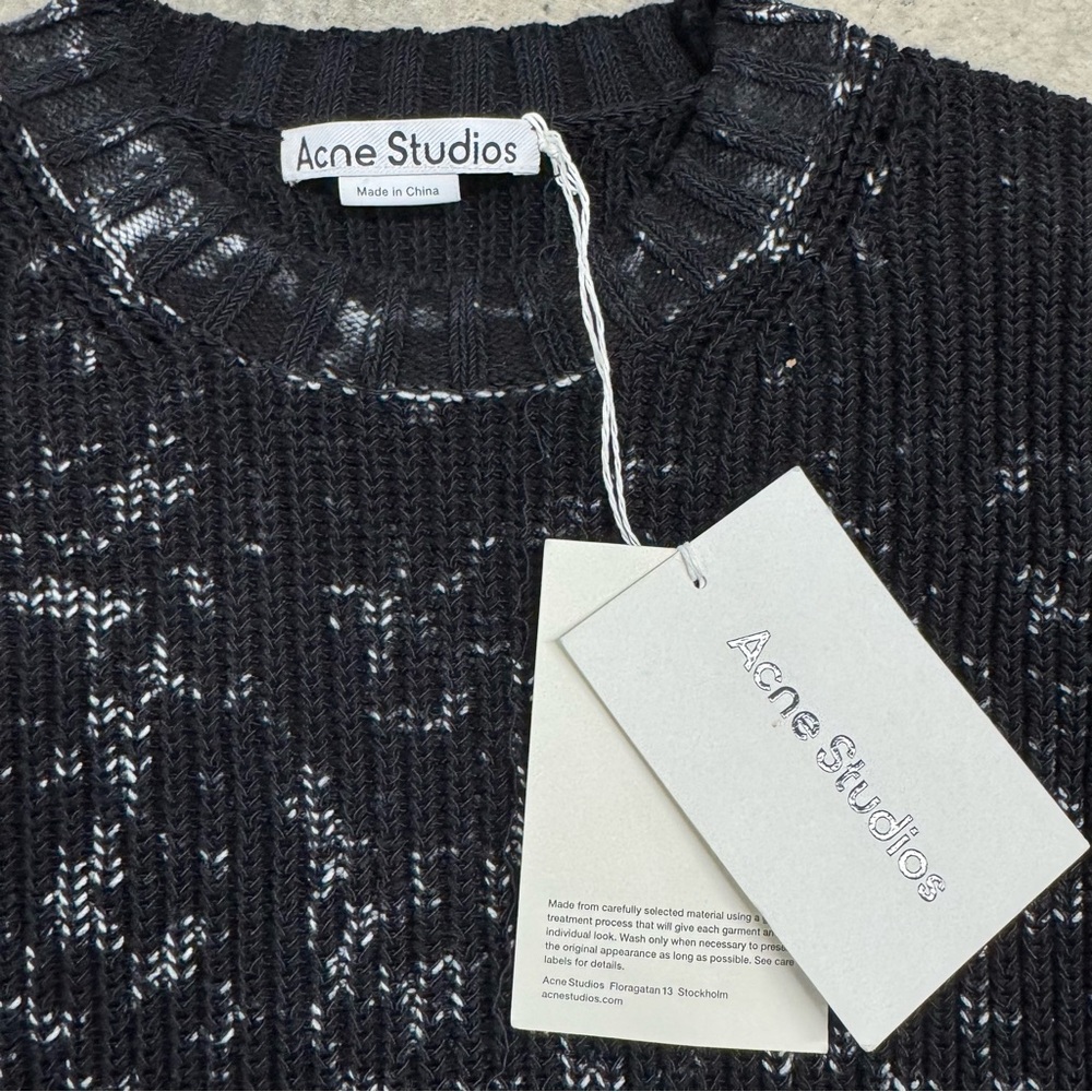 Acne Studios FLORAGATAN 13 Black Acid Wash Sweater Size L Designer Luxury Grunge - Picture 3 of 11
